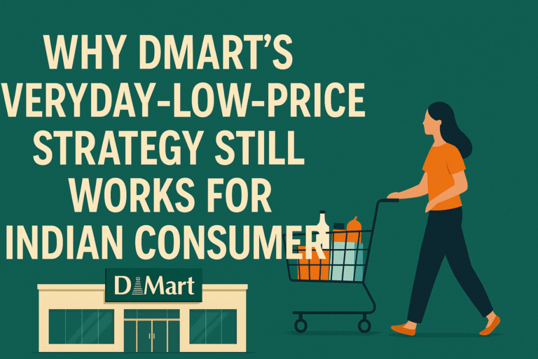 DMart Everyday Low Price shelves and value retail signage